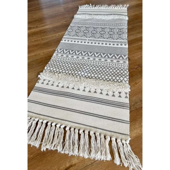 Pack de 2 Bajada de Cama de Lino estilo boho medida 60 cm x 90 cm