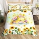 thumbnail image 2 of Funda nórdica de ajolote de dibujos animados tamaño Queen, juego de ropa de cama de girasol, funda nórdica botánica de animales lindos, funda de edredón amarilla acuarela., 2 of 3