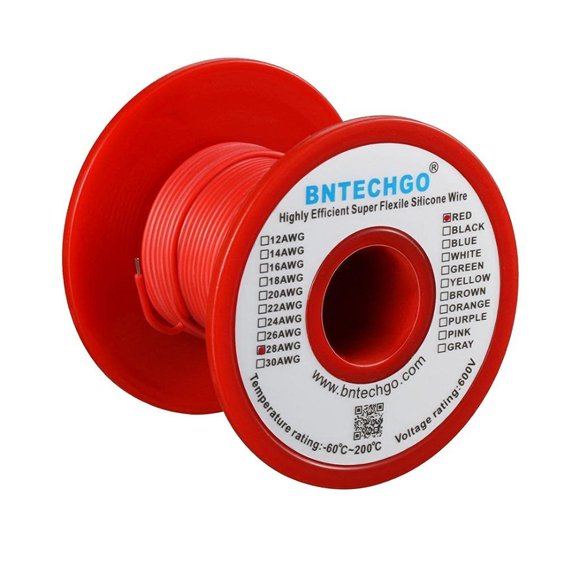 Cable BNTECHGO 28 AWG de silicona roja, bobina de 30 m
