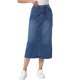 thumbnail image 1 of INSPIRE CHIC Falda de Mezclilla para Mujer Cintura Elástica Abertura Trasera Bolsillos Maxi Largo Faldas Largas de Jean M Azul, 1 of 6