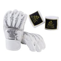 Magideal - Guantes De Boxeo De Medio , Guantes De Sparring, Manoplas Para Mma, Guantes De Lucha De Boxeo Con Absorción De Impacto, Guantes Mma Para Agarre Mu Esqueleto Blanco