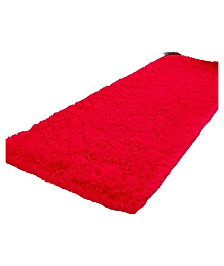 Fei Ya - Alfombra Peluda Pasillera Liviana 70X150 Ultra Suave Rojo