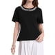thumbnail image 1 of INSPIRE CHIC Blusa Elegante Brillante para Mujer con Tops de Piedras de Estrás para Cócteles y Fiestas L Negro, 1 of 5