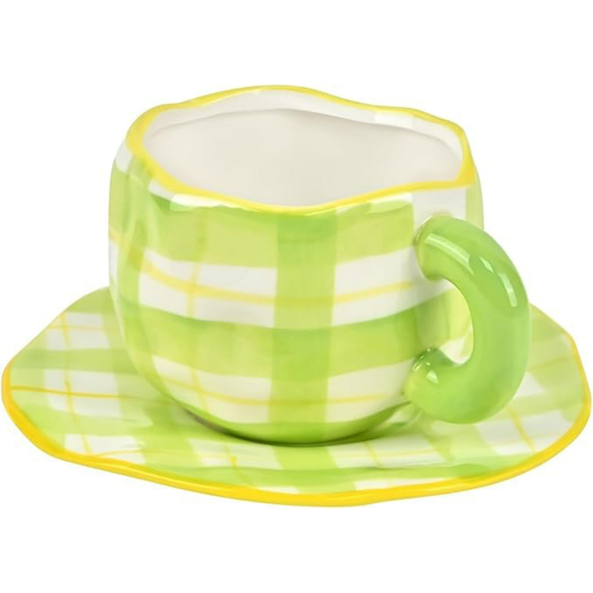 Veat00l - Juego De Cafetera Cerámica, Diseño De Lindo Juego De Tazas Creativas, Adecuado Para Lavavajillas Y Microondas, 6 Onzas / 180 Ml Para Leche De Té Con Leche