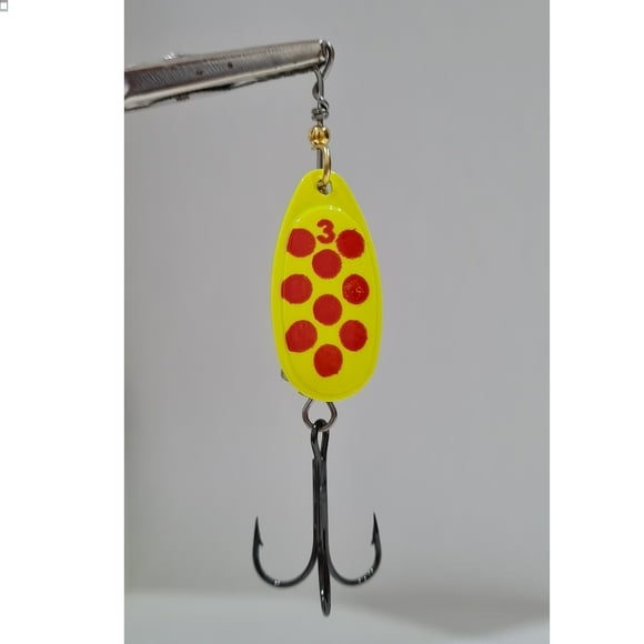Spinner Cucharilla Plata-amarillo Puntos Rojos #3 7grs 7,1cm