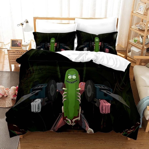 Rick And Morty Cartoon Quilt Duvet Cover Set Bedspread Bedroom Decor Kids3-Piece Bedding Set