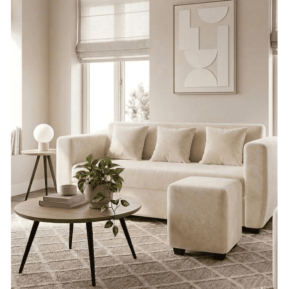 Nuvo + 1 Pouf Beige