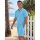 thumbnail image 4 of INSPIRE CHIC Conjunto de Camisa y Pantalones Cortos Texturizados de Verano para Hombre 2 Piezas Cortas S Azul, 4 of 5