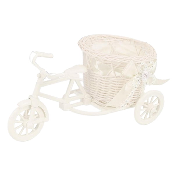 Bicicleta Flor Artificial Cesta Florero Planta Estante Para Fiesta Interior Decoración Del Hogar Blanco