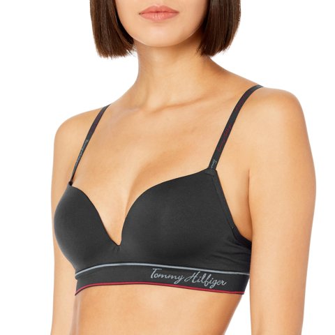 Bralette Tommy Hilfiger Para Mujer, Sin Costuras, Ligeramente Forrado, Negro