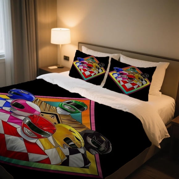 Power Rangers Diamond Art Duvet Cover Set Create a Festive Atmosphere with Vintage Bohemian Pattern Bedding for Christmas Soft and Comfortable