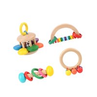 Magideal - 4 Sonajeros De Madera, Instrumentos Musicales Para Niños Pequeños, Juego De Sonajeros De Mano Educativos Y Coloridos Para Bebés, Niños Y Niñas, Recién