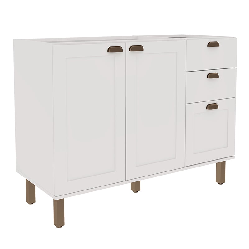 Df Home - Mueble Base 1200 Verde Blanco 2 Puertas 3 Cajones Studio 1532