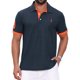 thumbnail image 1 of INSPIRE CHIC Camisa Polo de Piqué con Patrón para Hombre, Camisas de Polo de Golf de Color Contraste XL Azul Marino, 1 of 6