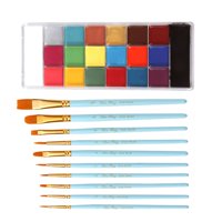 Magideal - 20 Colores Profesional Especial Cara Pintura Corporal Paletas De Maquilje Pintura Facial Con 10 Pinceles Para Niños, Halloween, Festival, Disfraces Azul