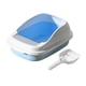 thumbnail image 4 of Bandeja de arena para gatos, caja de arena con pala, 12 L, gran capacidad, montaje cómodo, altura 9 cm, valla elevada, extraíble, antisalpicaduras, pa Azul, 4 of 5