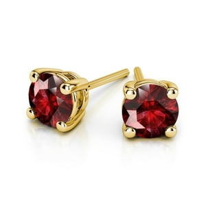 Aros Paris Jewelry 18K Yellow Gold 4 Ct Round Created Ruby Stud