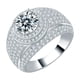 thumbnail image 1 of Anillos de Boda Moissanite de Corte Redondo de 2 Quilates Brillantes para Hombre y Mujeres Anillo de Diamante Creado en Laboratorio de Plata Esterlina S925 Aniversario Promesa Moda Lujo Adecuado, 1 of 7