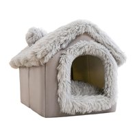 Ioensy - Caseta Para Perros Suave Con Forma De Cueva Cálida Extraíble Y Multifuncional Con Cojín Gris S