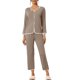 thumbnail image 2 of INSPIRE CHIC Conjunto de Pijama de Mujer de Rayón con Manga Larga y Cuello con Muesca, Ropa de Dormir con Ribete en Contraste, Conjunto de Pantalones Suaves para Estar en Casa XS Caqui, 2 of 6