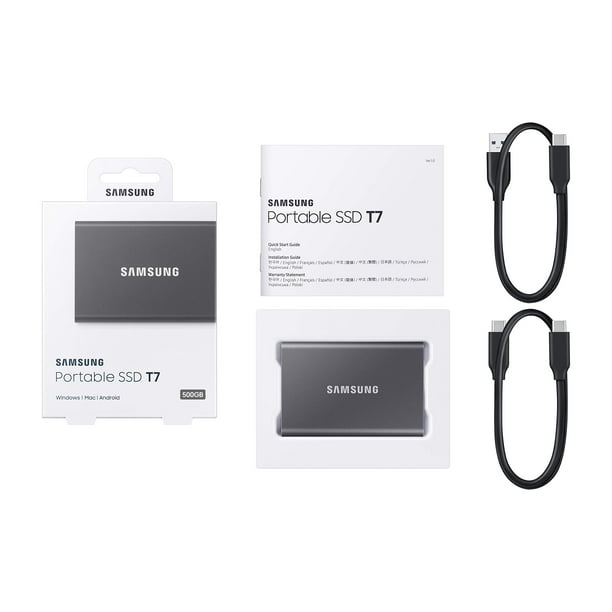 Unidad de estado sólido externa SAMSUNG T7 1TB USB 3.2 Gen 2 Gray