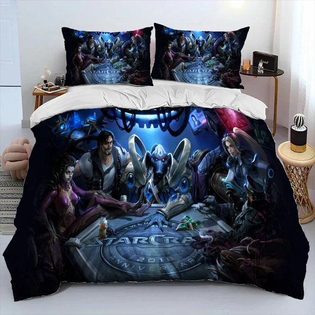 HD StarCraft Game Gamer PC Comforter Bedding Set,Duvet Cover Bed Set Quilt Cover Pillowcase, Size Bedding Set kids Bed Sheets