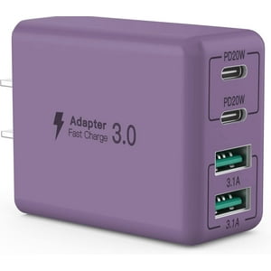 Cargador De Pared Usb C Sccvee De 40 W Y 4 Puertos Usb C, Bloque De Carga Rápida, Doble Puerto Pd+Qc