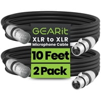 Cables Xlr Gearit Para Micrófono Macho A Hembra, 3 Pines, 3 M, Paquete De 2