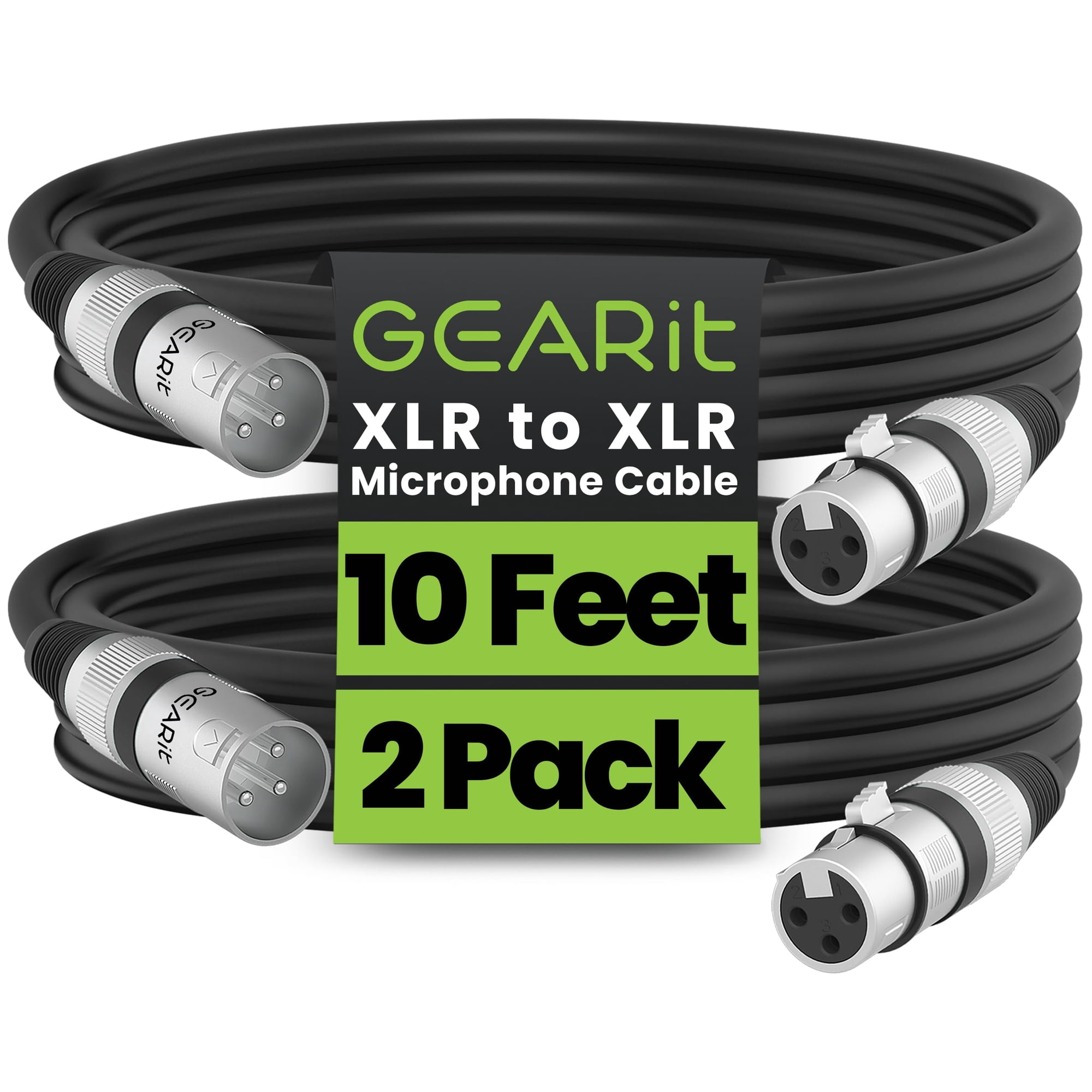 Cables Xlr Gearit Para Micrófono Macho A Hembra, 3 Pines, 3 M, Paquete De 2