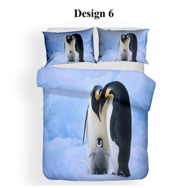 Antarctic Penguin Kid Birthday Gift Quilt Duvet Cover Set Bedroom Decor3-Piece Bedding Set