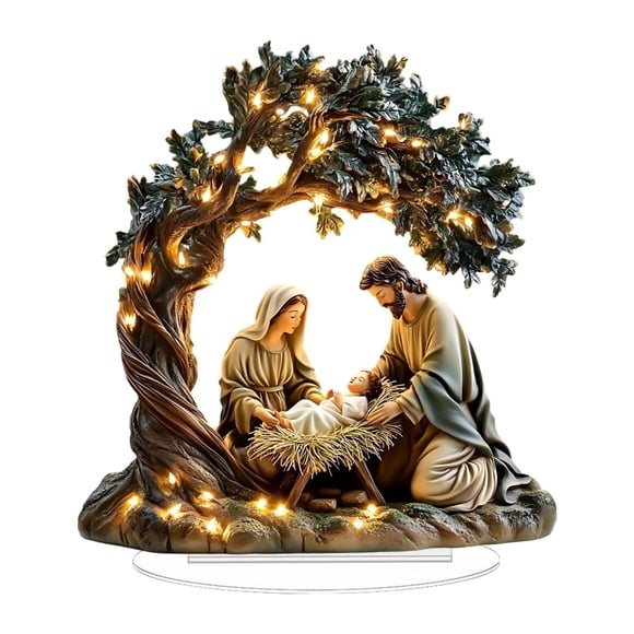 Nacimiento De Jesús En 2D, Decoración Acrílica Para Belén, Para Interiores, Festivales Y Oficinas, 17,6 X 20 Cm