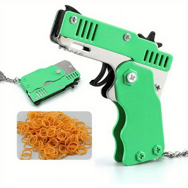 Safe And Portable Mini Metal Folding Rubber Transmitter Toy With Keychain And 60 Rubber Straps, Safe And Portable Shooting Toy For Indoor And Outdoor Activities And Games