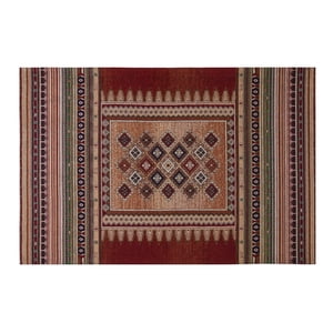 Decoghar - Alfombra Sintetica Deco Jacquard C/Antideslizante Tonos Tierra Diseño Vintage 1,5X2,4 Mts