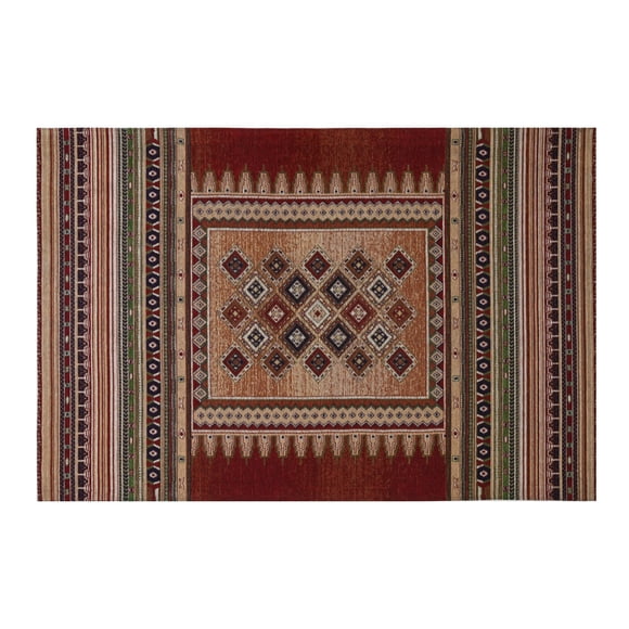 Alfombra Sintetica Deco Jacquard c/Antideslizante Tonos Tierra Diseño Vintage 1,5x2,4 mts