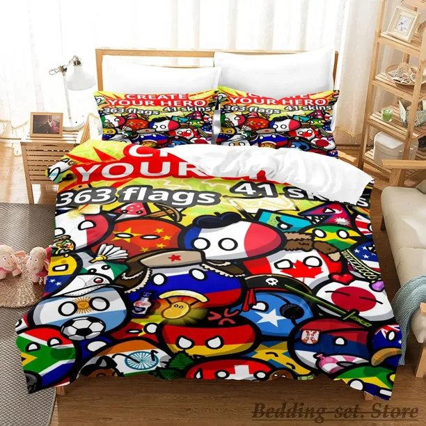 v2795 Bed Sheets New Countryball Polandballs Bedding Set Single Twin Full Queen King Size Bed Set Aldult Boys Bedroom Duvetcover Sets Anime 3-Piece Bedding Set (1 Duvet Cover + 2 Pillow Shams) Bed She