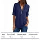 thumbnail image 4 of Blusas de verano de manga larga con cremallera y cuello en V para mujer, 4 of 5