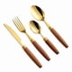thumbnail image 1 of XmhyTop cubiertos de, acero inoxidable, muy adecuados para trajes de filete,16 Piezas,Oro, 1 of 5