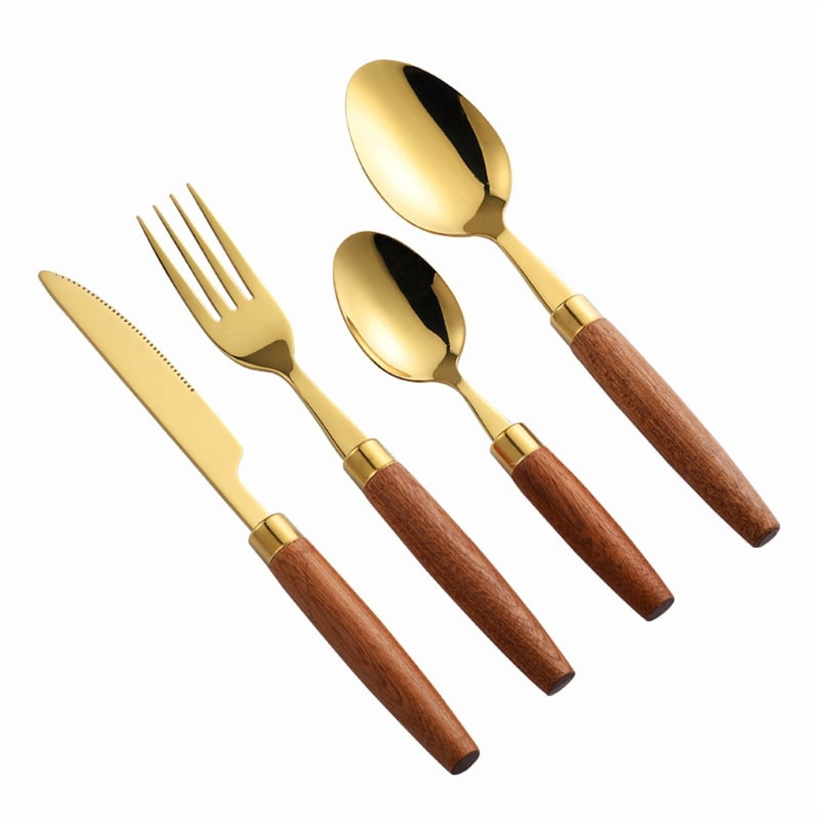 Xmhytop Cubiertos De, Acero Inoxidable, Muy Adecuados Para Trajes De Filete,16 Piezas,oro