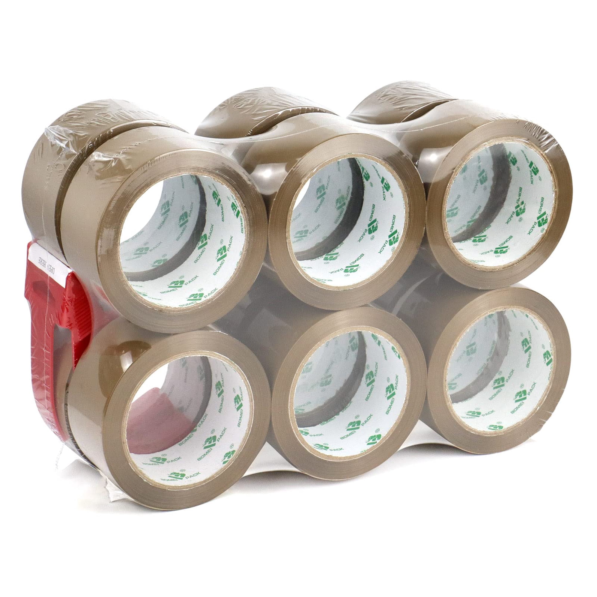 Bomei Pack - Recambios De Cinta De Embalaje Color Marrón Resistente 12 Rollos