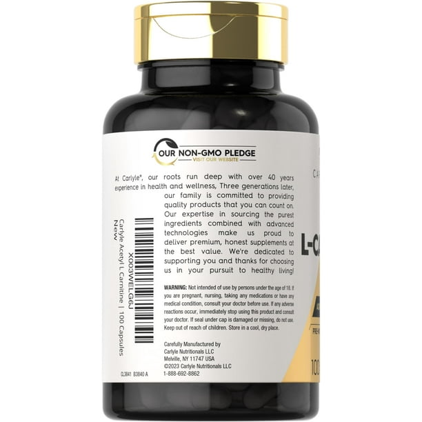 Suplemento Carlyle Acetil L-Carnitina HCL 1000 mg 100 Unidades | Lider
