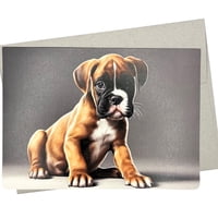 Tarjeta De Felicitación Whitman And Daughter Puppy Boxer De 5 X 7 Pulgadas