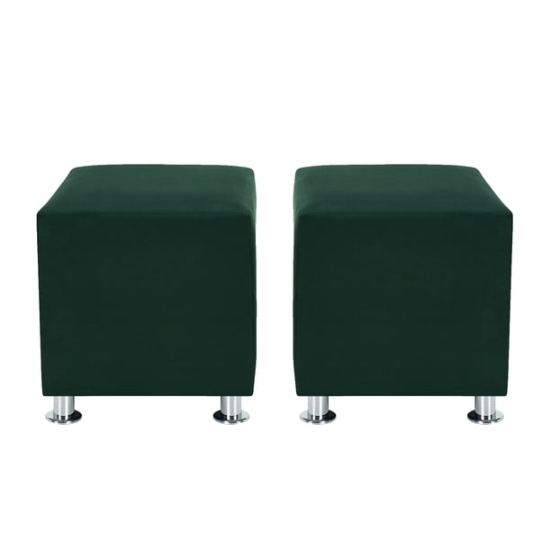 Set Pouf Cali 1c Felpa 12 Verde Botella