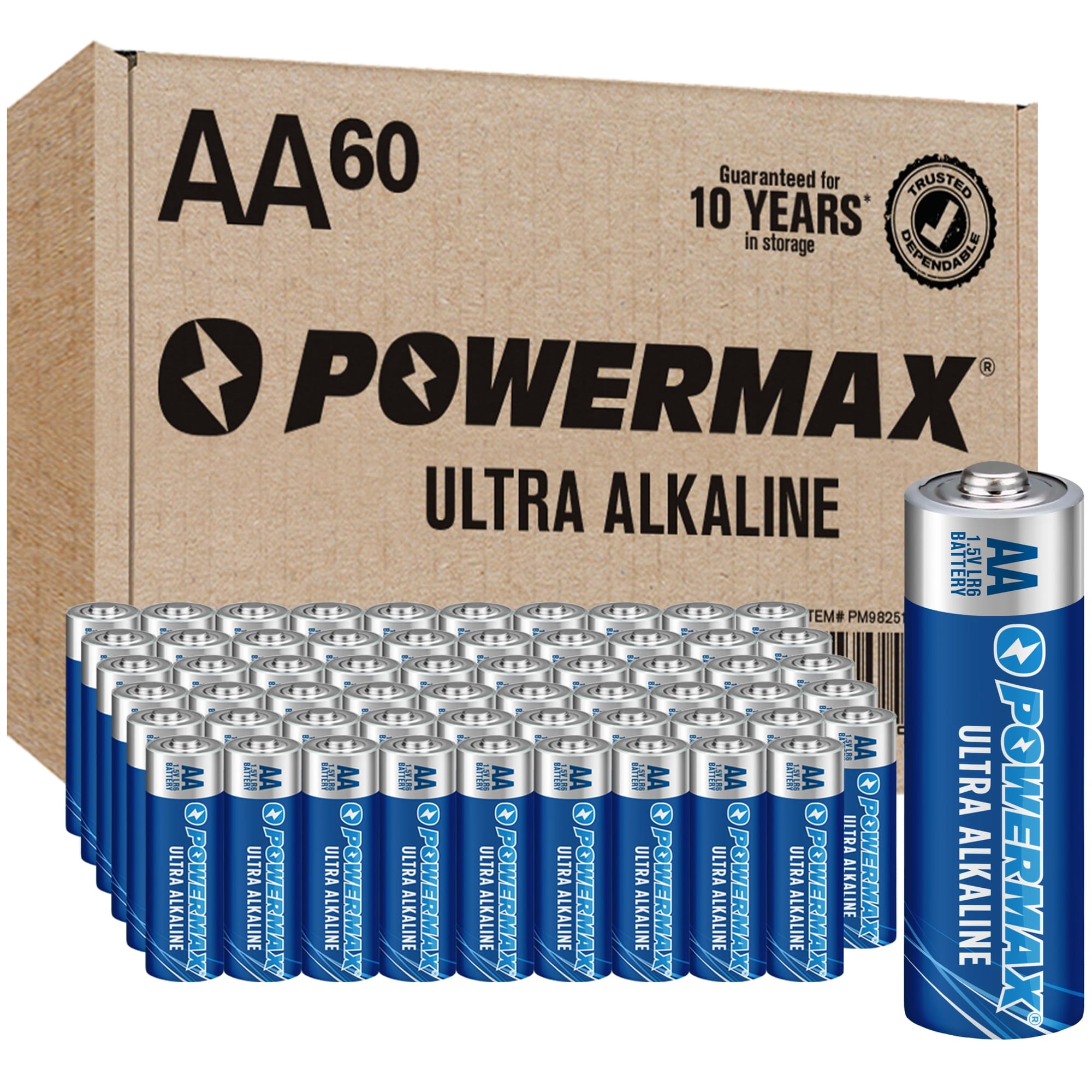 Batería Powermax Doble Aa De 1,5 V, 60 Unidades, Alcalinas