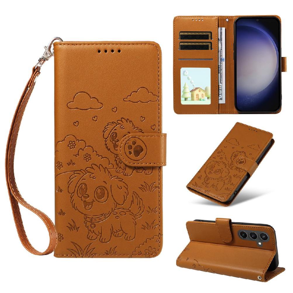 Funda Billetera Foxdock Compatible Con Samsung Galaxy S23 Fe, Diseño Perrito Tierno, Ranuras Para Tarjetas Y Soporte Plegable