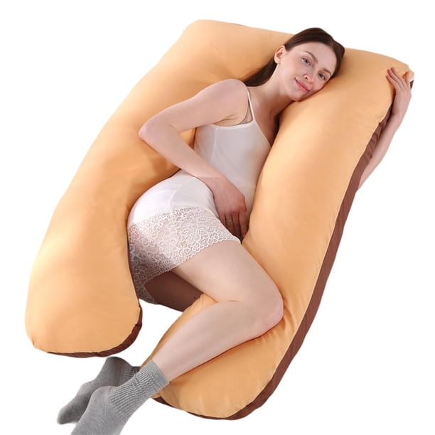 Almohada para embarazadas, almohada en forma de U desmontable y lavable, cojín grande, almohada de cintura