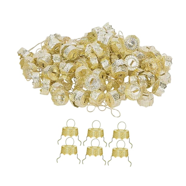 50 Uds. de adornos navideños, tapas, perchas navideñas, decoraciones DIY, tapa, cubierta para bola de Navidad, perchas navideñas, tapas para árbol de Amarillo