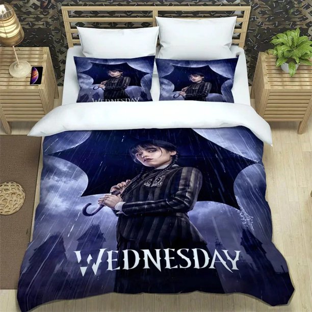 v2357 Bed Sheets Wednesday Addams Bedding Set Duvet Cover Bed Set Quilt Cover Pillowcase Comforter king Queen Size Boys Adult Bedding 3-Piece Bedding Set (1 Duvet Cover + 2 Pillow Shams) Bed Sheets ju