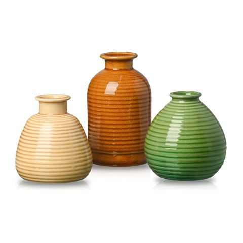 Homeessentials - Set 3 Jarrones Esmaltados