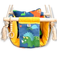 Ludisens - Columpio Ergonómico De Algodón, Modelo Colcha Dino Yellow Hasta 35 Kilos