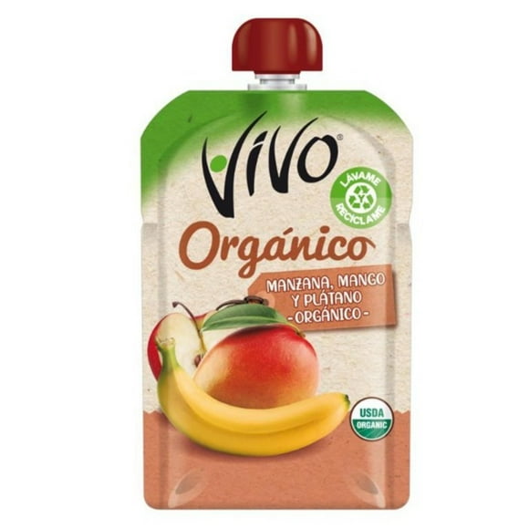 Compota Orgánica Manzana Plátano Mango, 90 g